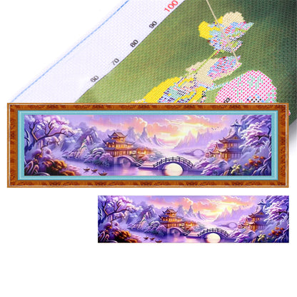Purple Gold Fantasy - 11CT Stamped Cross Stitch 206*49CM (Mona Lisa Brand)