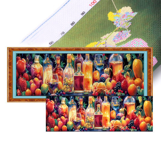 Radiant Wine Glass - 11CT Stamped Cross Stitch 150*40CM(Mona Lisa Brand)