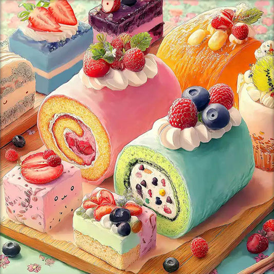 Fruit Dessert Diary - 11CT Stamped Cross Stitch 50*50CM (Brand)