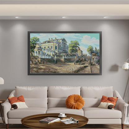 Small Town In Lilac Bloom - 14CT Stamped Cross Stitch 82*51CM (Egyptian cotton)(Xiaobai)