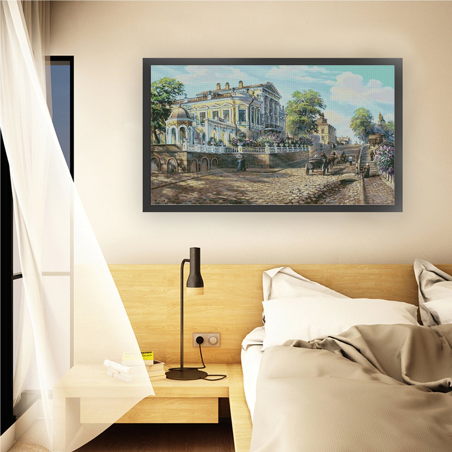 Small Town In Lilac Bloom - 14CT Stamped Cross Stitch 82*51CM (Egyptian cotton)(Xiaobai)