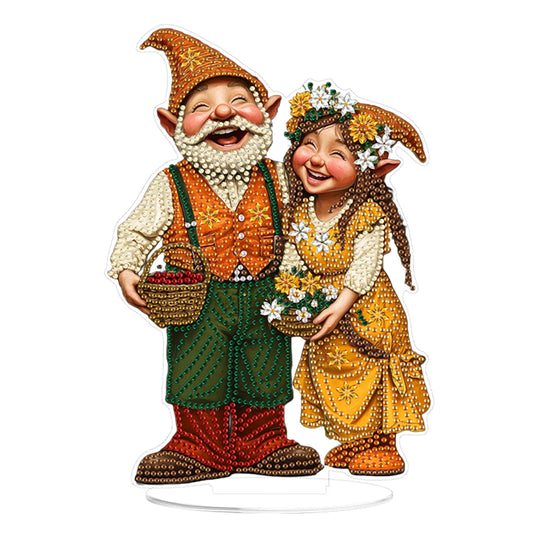2D Flat Gnome DIY Acrylic Table Top Diamond Painting Ornament Kits for Adults