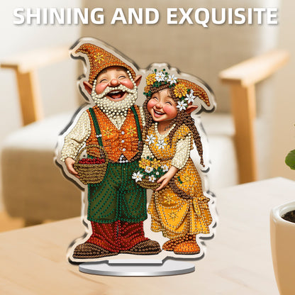 2D Flat Gnome DIY Acrylic Table Top Diamond Painting Ornament Kits for Adults