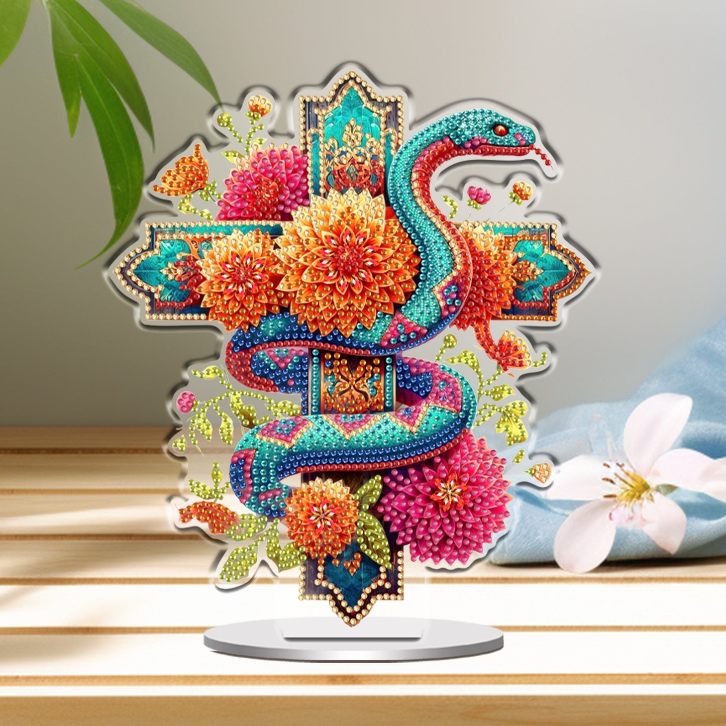 2D Flat Cross Snake DIY Acrylic Table Top Diamond Painting Ornament Kits