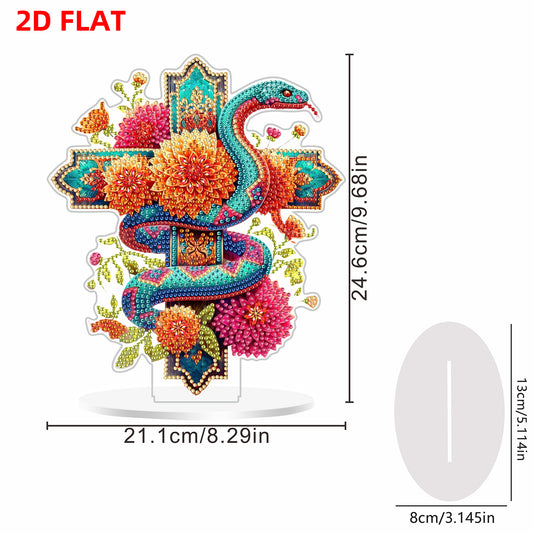 2D Flat Cross Snake DIY Acrylic Table Top Diamond Painting Ornament Kits