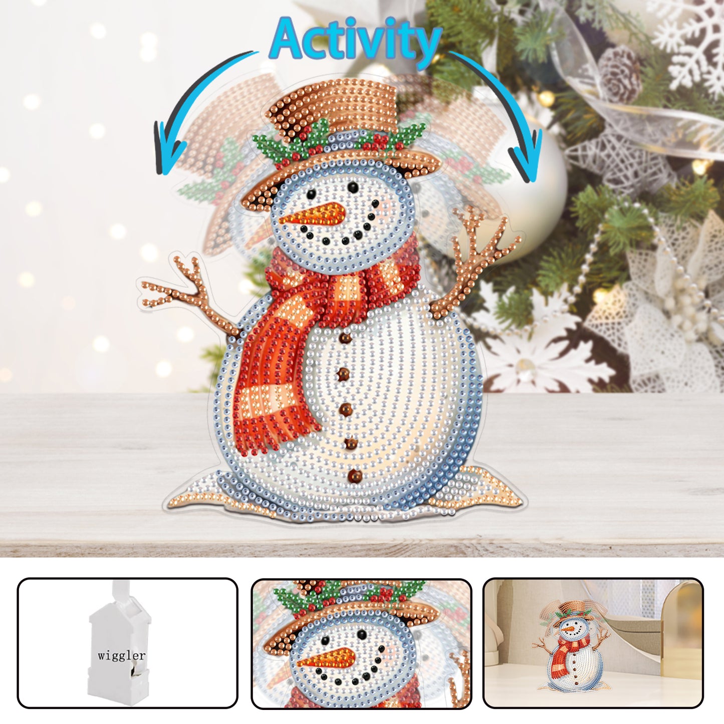 Snowman DIY Acrylic Shaking Head 5D DIY Diamond Art Tabletop Ornament Home Decor