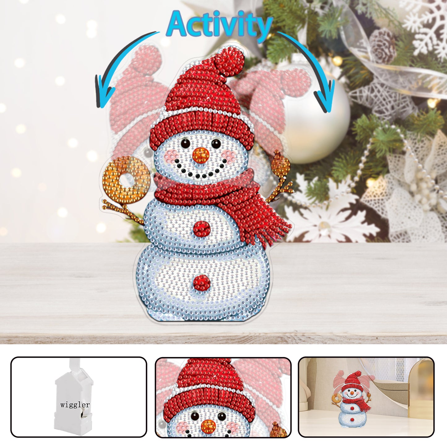 Snowman DIY Acrylic Shaking Head 5D DIY Diamond Art Tabletop Ornament Home Decor