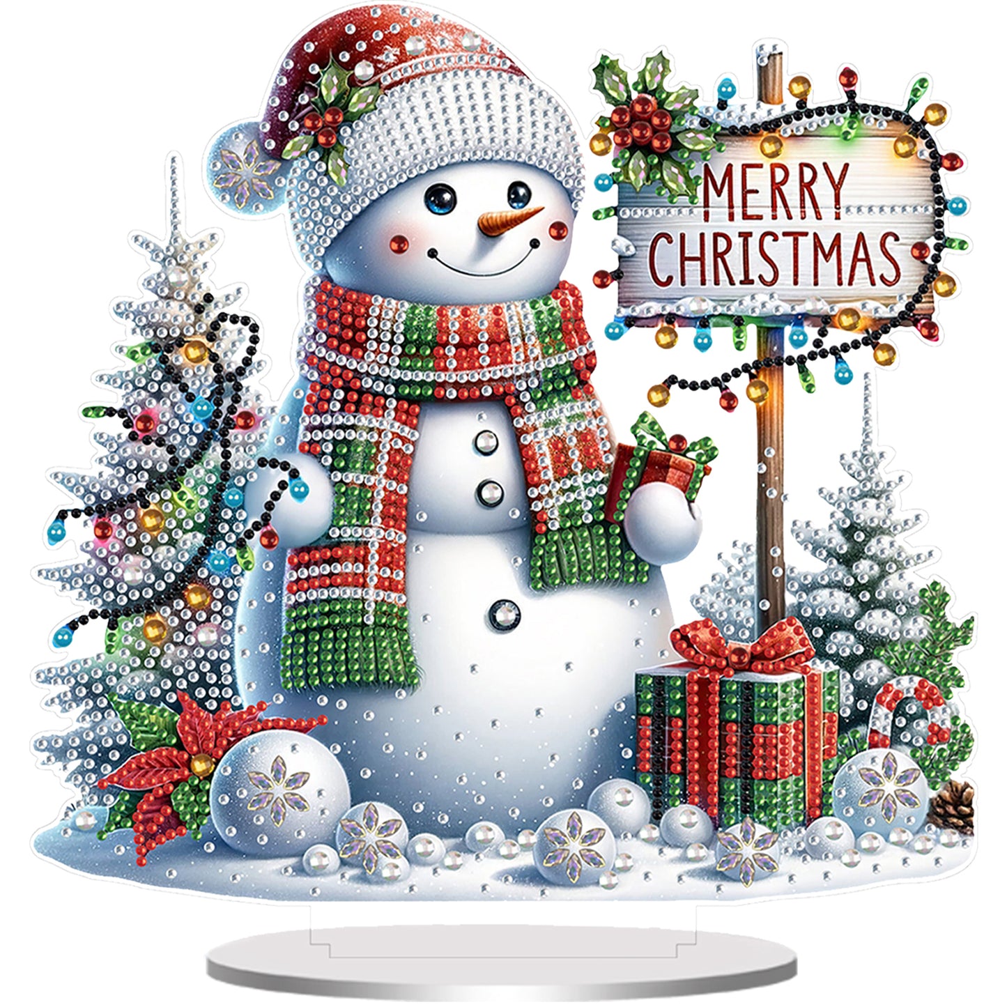 2D Flat Christmas Print DIY Diamond Painting Desktop Ornaments Kit Table Decor