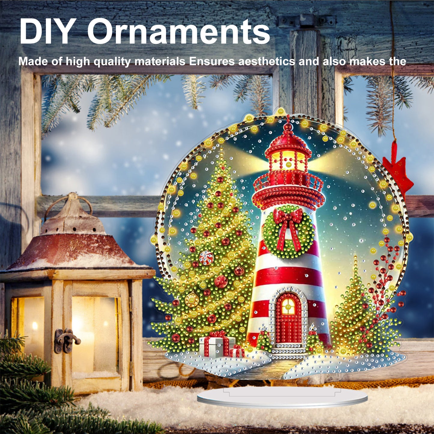 2D Flat Christmas Print DIY Diamond Painting Desktop Ornaments Kit Table Decor