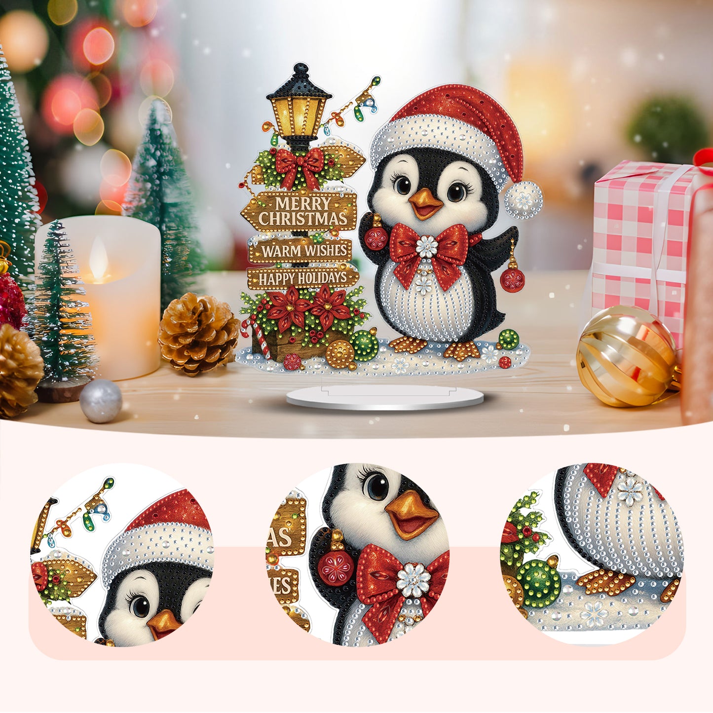 2D Flat Christmas Print DIY Diamond Painting Desktop Ornaments Kit Table Decor