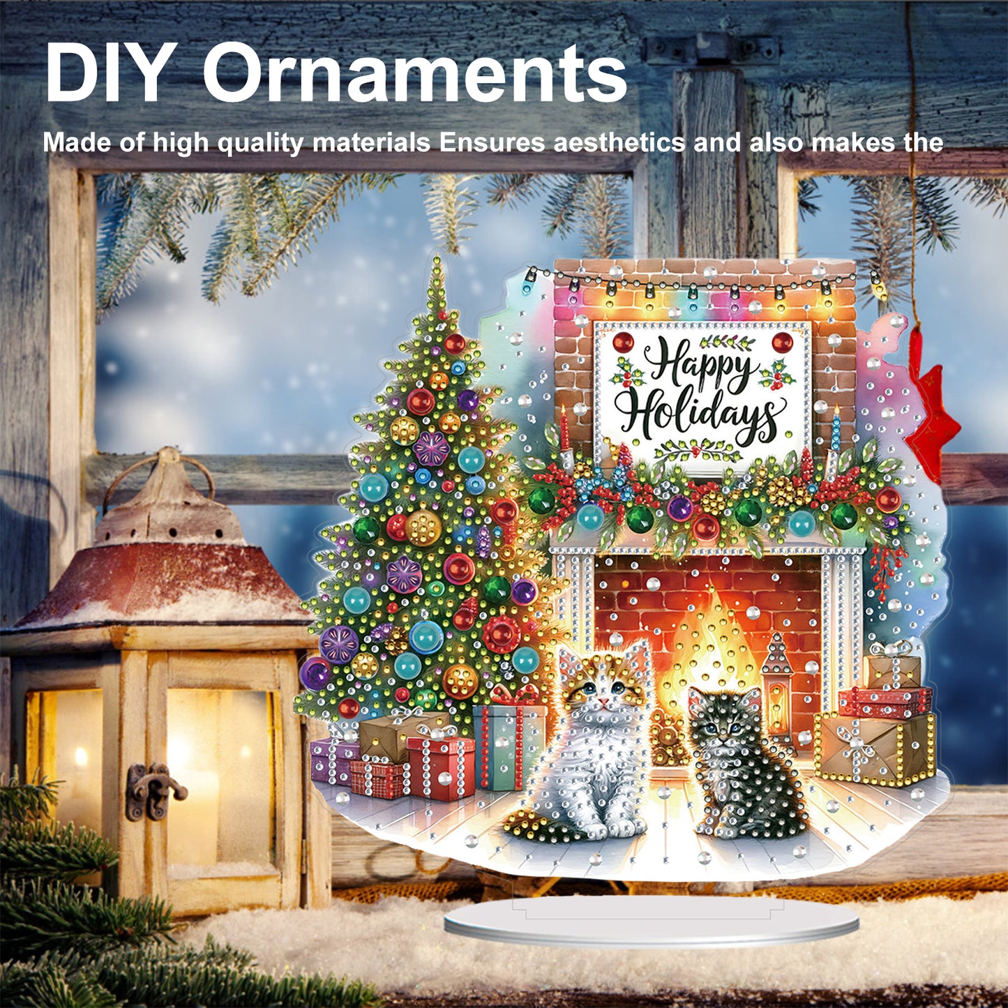 2D Flat Christmas Print DIY Diamond Painting Desktop Ornaments Kit Table Decor