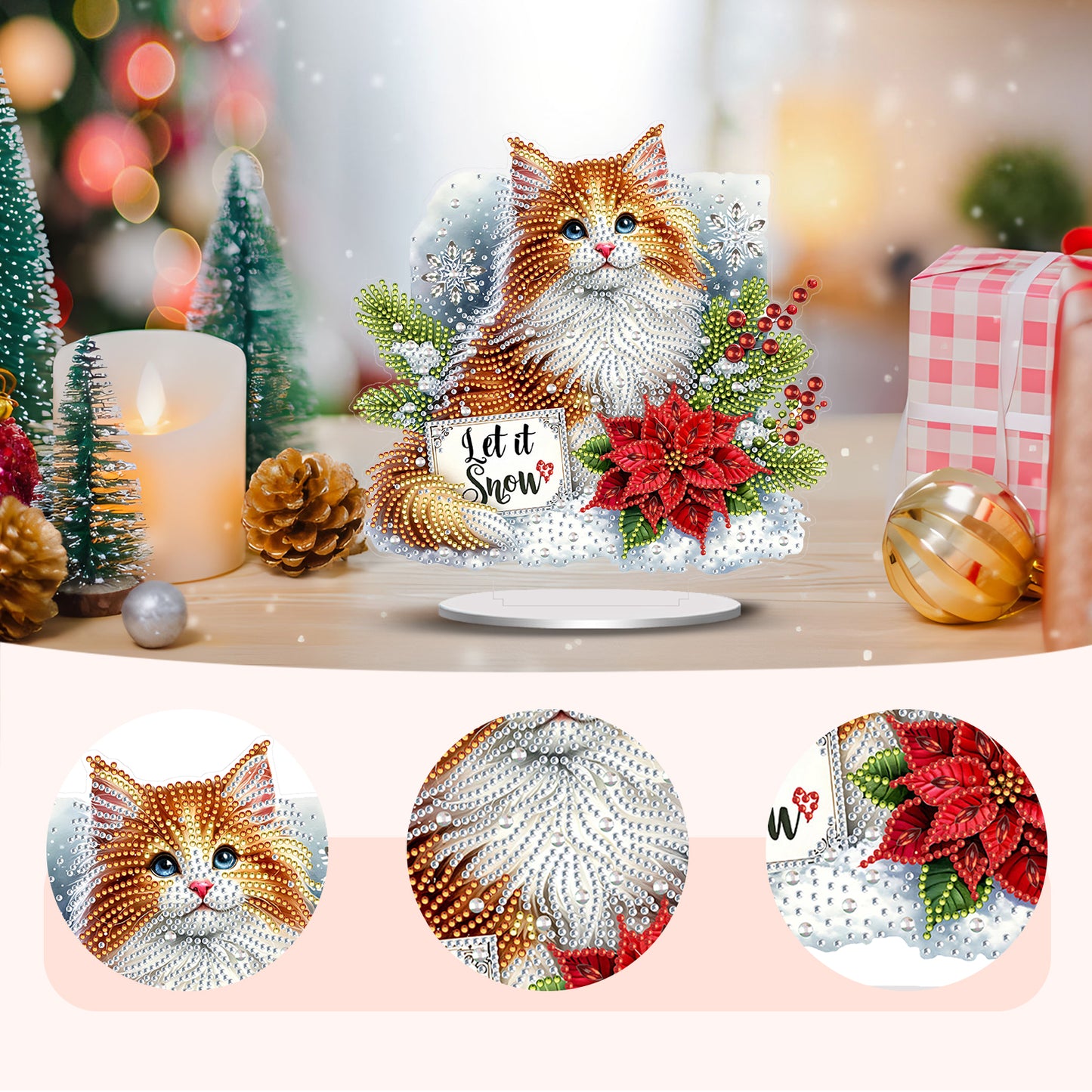 2D Flat Christmas Print DIY Diamond Painting Desktop Ornaments Kit Table Decor
