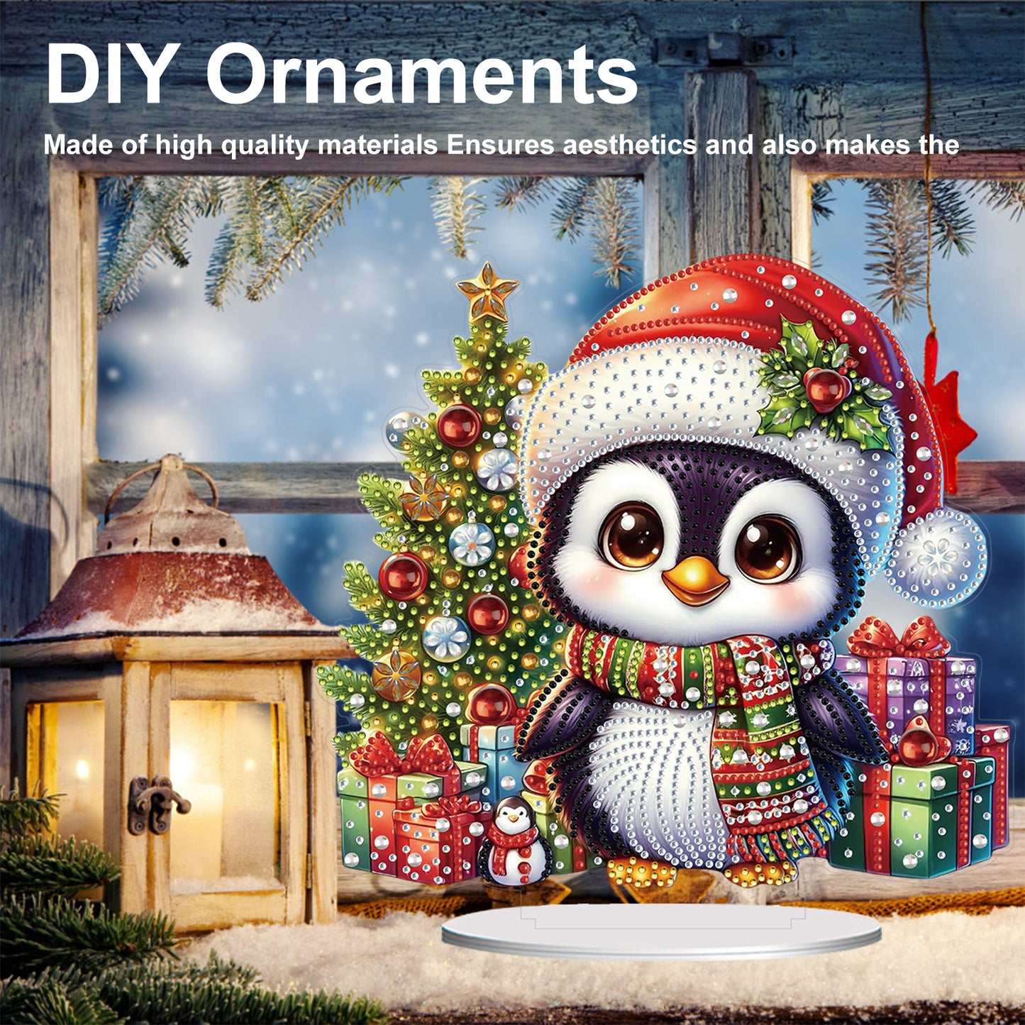 2D Flat Christmas Print DIY Diamond Painting Desktop Ornaments Kit Table Decor