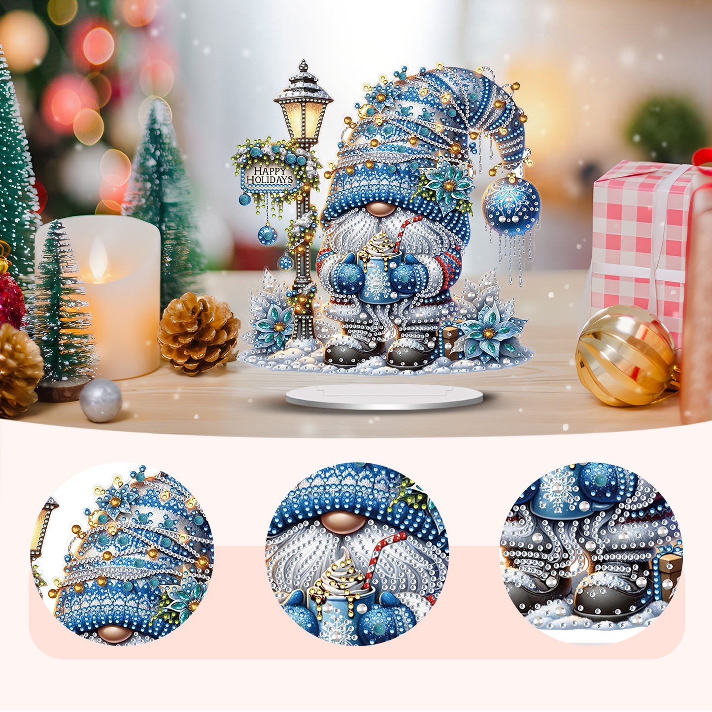 2D Flat Christmas Print DIY Diamond Painting Desktop Ornaments Kit Table Decor