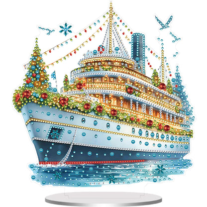 2D Flat Christmas Print DIY Diamond Painting Desktop Ornaments Kit Table Decor