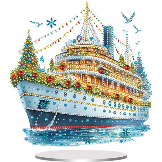 2D Flat Christmas Print DIY Diamond Painting Desktop Ornaments Kit Table Decor