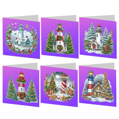 6pcs DIY Diamond Painting Greeting Card Set for Holiday Blessings Christmas Gift