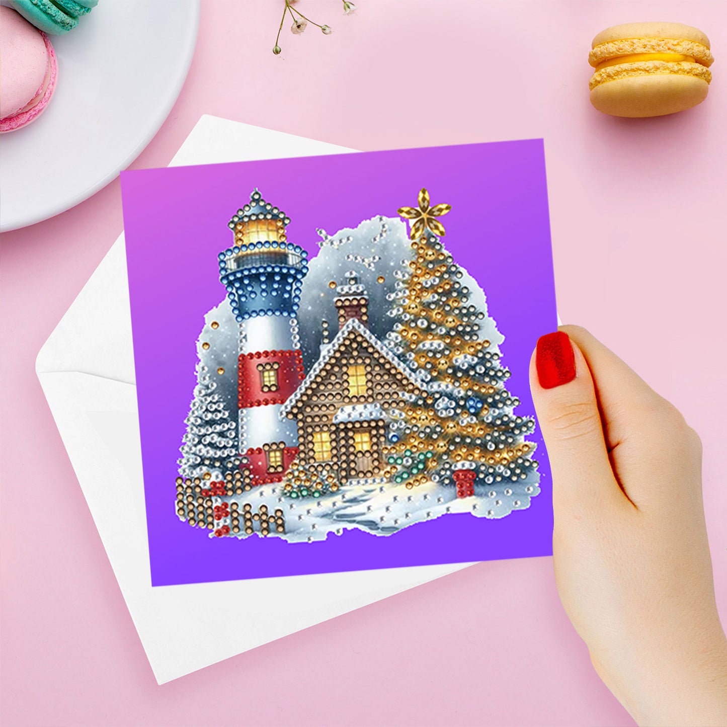 6pcs DIY Diamond Painting Greeting Card Set for Holiday Blessings Christmas Gift
