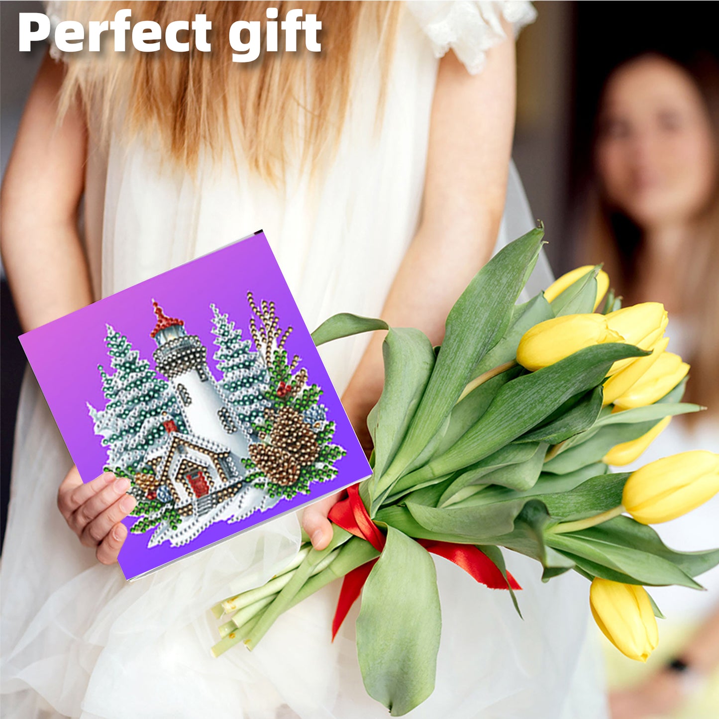 6pcs DIY Diamond Painting Greeting Card Set for Holiday Blessings Christmas Gift