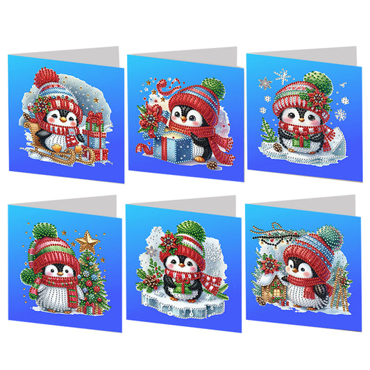 6pcs DIY Diamond Painting Greeting Card Set for Holiday Blessings Christmas Gift