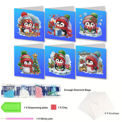 6pcs DIY Diamond Painting Greeting Card Set for Holiday Blessings Christmas Gift