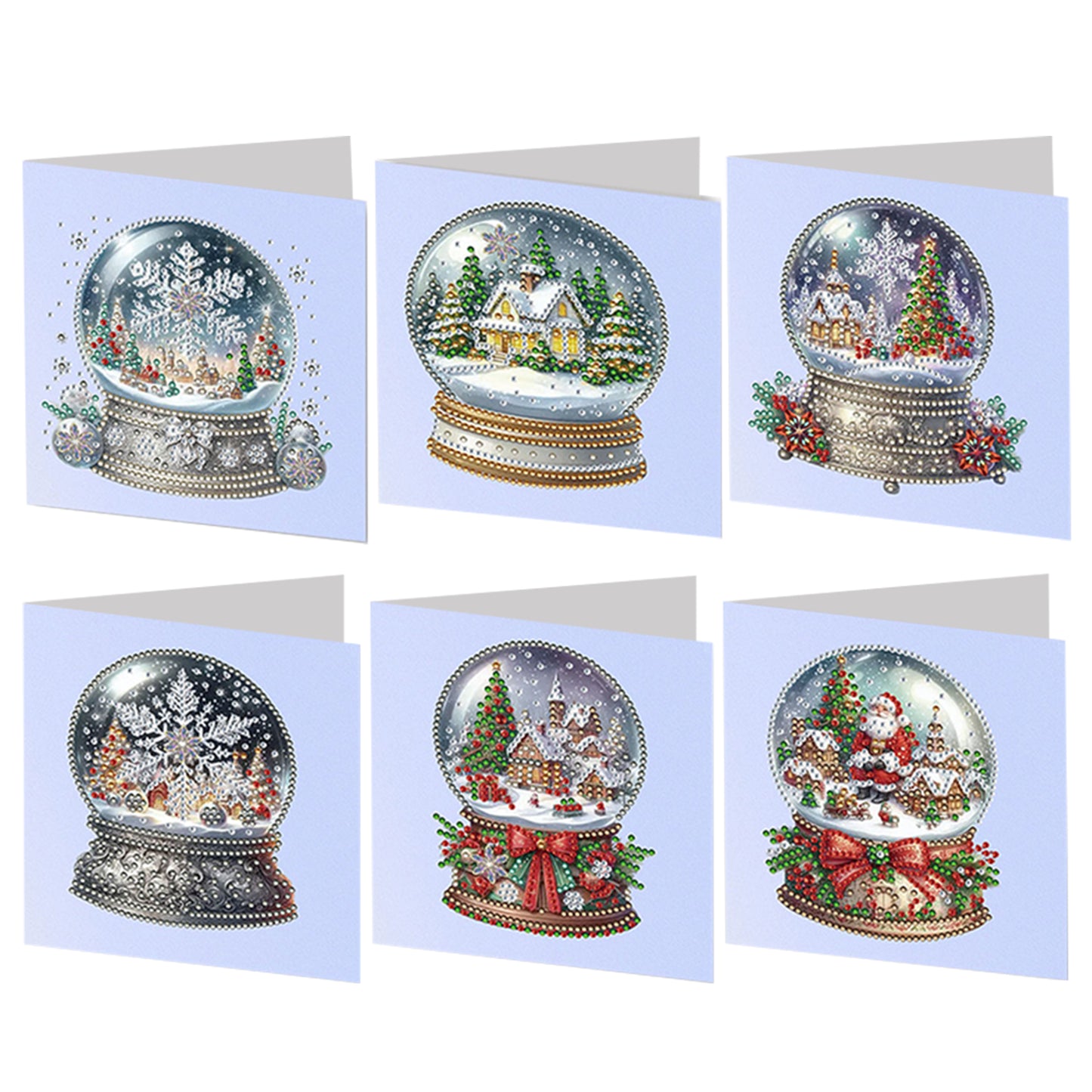 6pcs DIY Diamond Painting Greeting Card Set for Holiday Blessings Christmas Gift