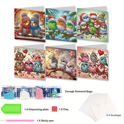 6pcs DIY Diamond Painting Greeting Card Set for Holiday Blessings Christmas Gift