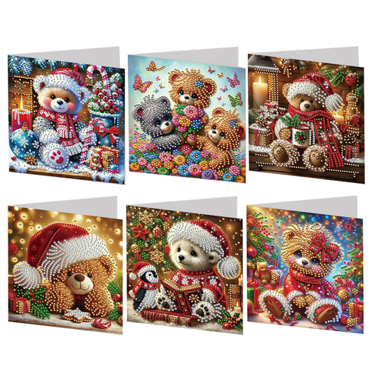 6pcs DIY Diamond Painting Greeting Card Set for Holiday Blessings Christmas Gift