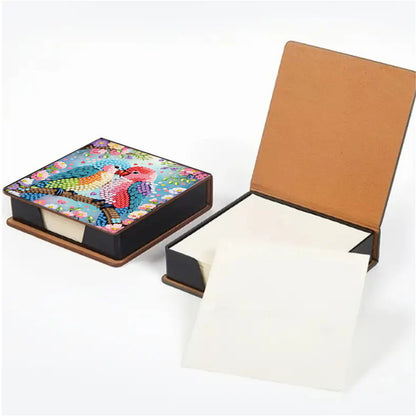 5D Bird DIY PU Diamond Painting Notecard Box with 160 Sheets Paper Note Holder