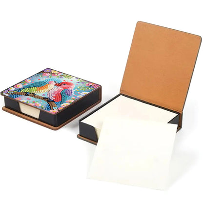 5D Bird DIY PU Diamond Painting Notecard Box with 160 Sheets Paper Note Holder