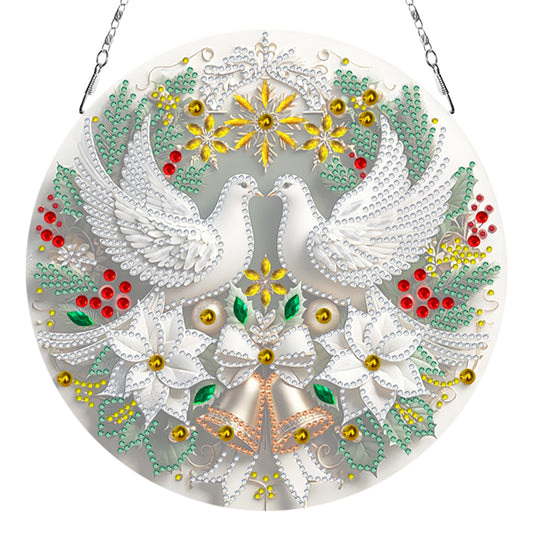2D Flat DIY Christmas Dove Diamond Art Pendant Double-Sided Diamond Painting Set