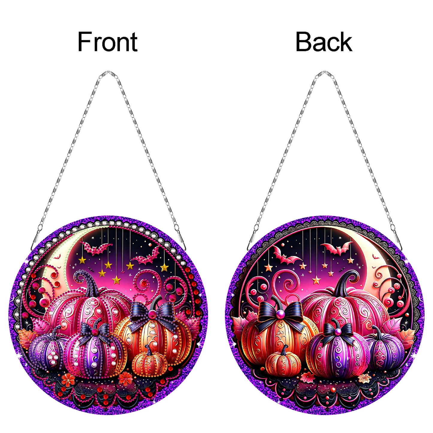 2D Flat DIY Pumpkin Diamond Art Pendant Double-Sided Diamond Painting Set