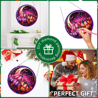 2D Flat DIY Pumpkin Diamond Art Pendant Double-Sided Diamond Painting Set