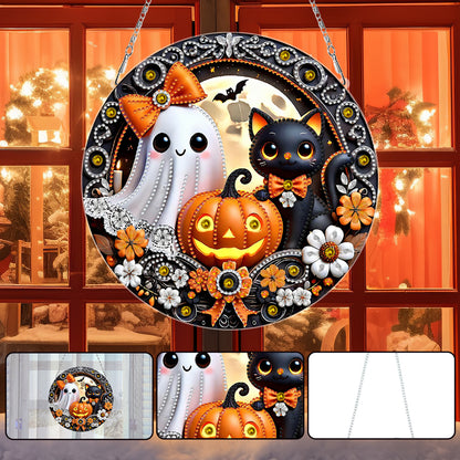 2D Flat DIY Halloween Diamond Art Pendant Double-Sided Diamond Painting Set