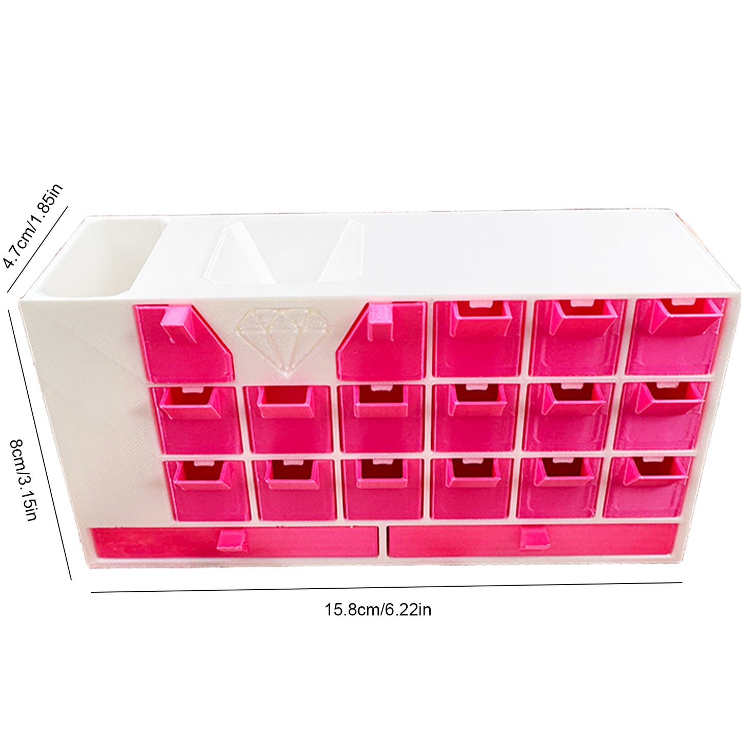 Diamond Painting Organizer 19 Drawers Diamond Painting Storage Box (White Red)