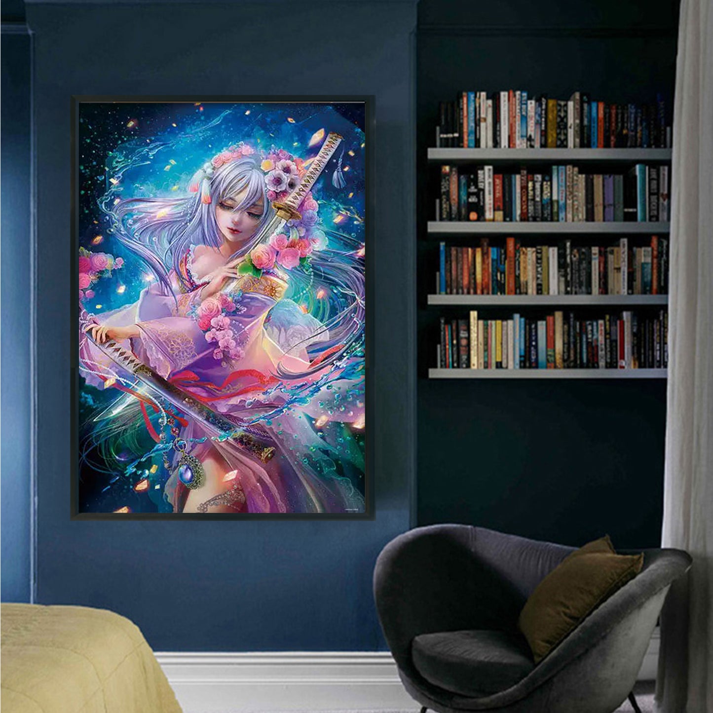 Anime Beauties - 14CT Stamped Cross Stitch 50*69CM (Egyptian cotton)(Xiaobai)