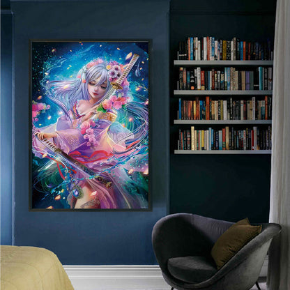 Anime Beauties - 14CT Stamped Cross Stitch 50*69CM (Egyptian cotton)(Xiaobai)