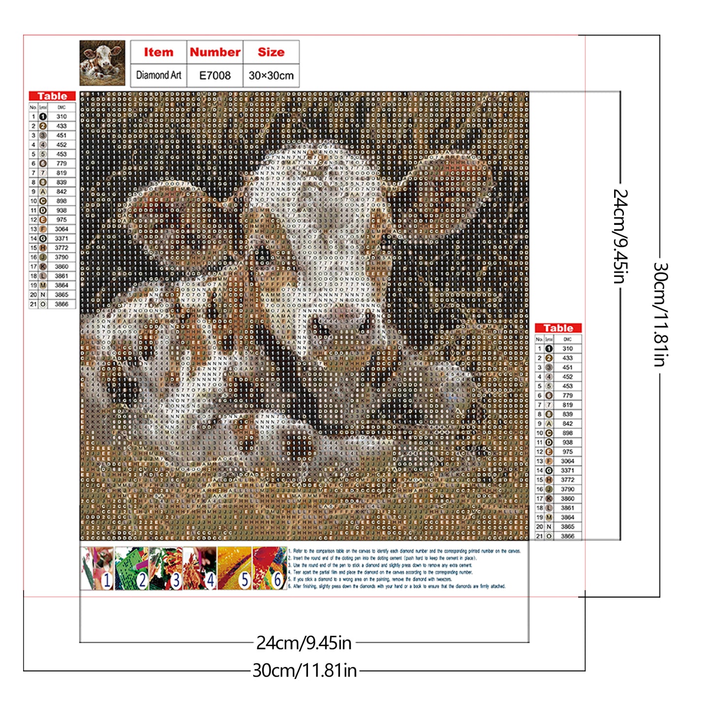 Cow - Full Round Drill Diamond Painting 30*30CM