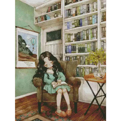 Forest Girl Diary - 14CT Stamped Cross Stitch 46*60CM (Egyptian cotton)(Xiaobai)