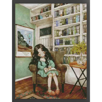 Forest Girl Diary - 14CT Stamped Cross Stitch 46*60CM (Egyptian cotton)(Xiaobai)