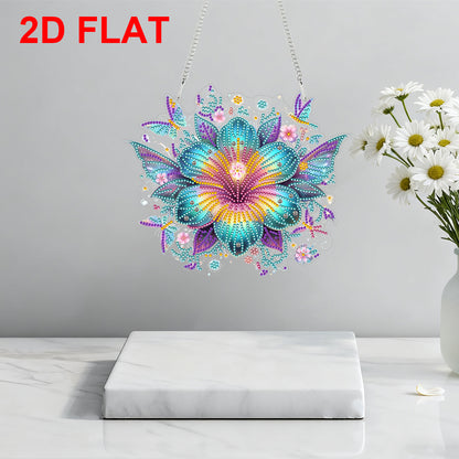 2D Flat DIY Hanging Diamond Art Kits DIY Home Decor Hanging Charm (Flower)