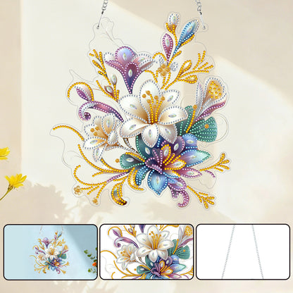 2D Flat DIY Hanging Diamond Art Kits DIY Home Decor Hanging Charm (Small Flower)