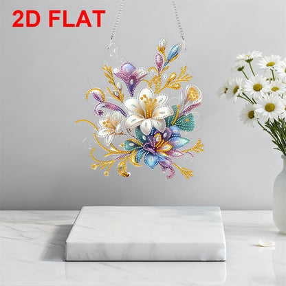 2D Flat DIY Hanging Diamond Art Kits DIY Home Decor Hanging Charm (Small Flower)