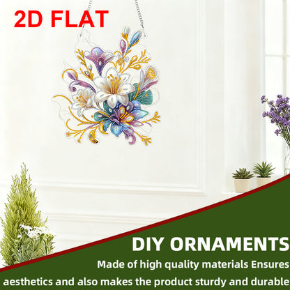 2D Flat DIY Hanging Diamond Art Kits DIY Home Decor Hanging Charm (Small Flower)