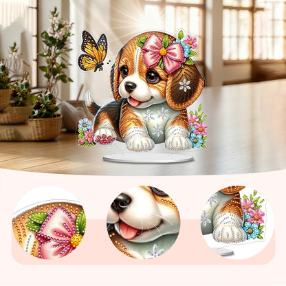 2D Flat DIY 5D DIY Diamond Art Tabletop Ornament Kit for Table Home Decor (Dog)