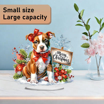 2D Flat DIY 5D DIY Diamond Art Tabletop Ornament Kit Home Decor (Christmas Dog)