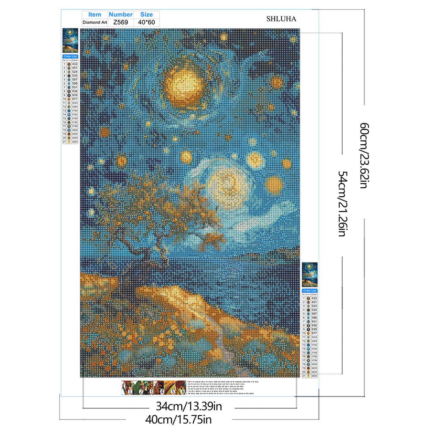 Starry Sky And Trees - Full Round Drill Diamond Painting 40*60CM