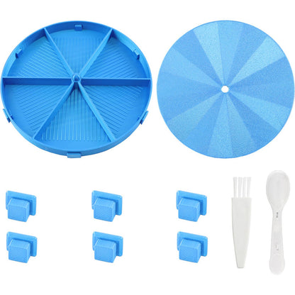 Beads Sorting Storage Tray Round Diamond Painting Tools with Lid (Blue)