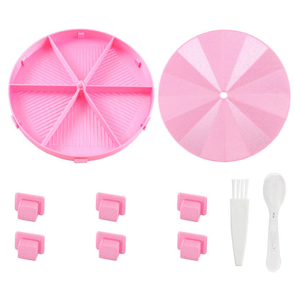 Beads Sorting Storage Tray Round Diamond Painting Tools with Lid (Pink)