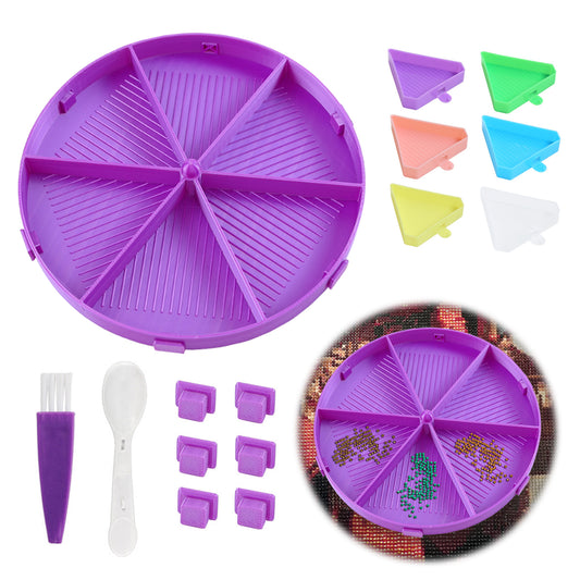 Beads Sorting Storage Tray Round Diamond Painting Tools with Dish (Purple)